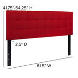 Bedford Tufted Upholstered Queen Size Headboard in Red Fabric