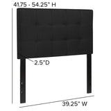Bedford Tufted Upholstered Twin Size Headboard in Black Fabric