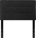 Bedford Tufted Upholstered Twin Size Headboard in Black Fabric