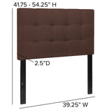 Bedford Tufted Upholstered Twin Size Headboard in Dark Brown Fabric