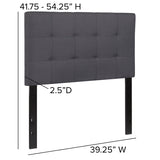 Bedford Tufted Upholstered Twin Size Headboard in Dark Gray Fabric