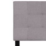 Bedford Tufted Upholstered Twin Size Headboard in Light Gray Fabric