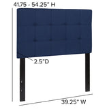 Bedford Tufted Upholstered Twin Size Headboard in Navy Fabric