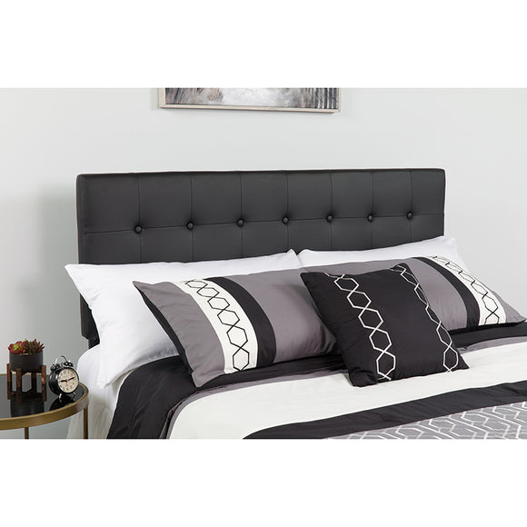Lennox Tufted Upholstered Twin Size Headboard in Black Vinyl by Office Chairs PLUS