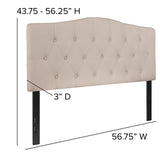 Cambridge Tufted Upholstered Full Size Headboard in Beige Fabric