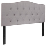 Cambridge Tufted Upholstered Full Size Headboard in Light Gray Fabric