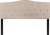 Cambridge Tufted Upholstered Queen Size Headboard in Beige Fabric