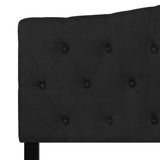 Cambridge Tufted Upholstered Queen Size Headboard in Black Fabric