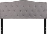 Cambridge Tufted Upholstered Queen Size Headboard in Light Gray Fabric