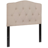 Cambridge Tufted Upholstered Twin Size Headboard in Beige Fabric