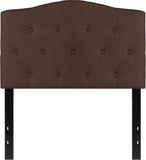Cambridge Tufted Upholstered Twin Size Headboard in Dark Brown Fabric