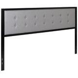 Bristol Metal Tufted Upholstered King Size Headboard in Light Gray Fabric