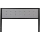 Bristol Metal Tufted Upholstered King Size Headboard in Light Gray Fabric