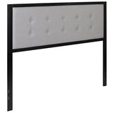 Bristol Metal Tufted Upholstered Queen Size Headboard in Light Gray Fabric
