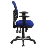 Mid-Back Blue Mesh Multifunction Executive Swivel Ergonomic Office Chair with Adjustable Arms