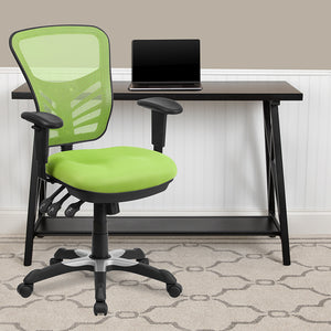 Mid-Back Green Mesh Multifunction Executive Swivel Ergonomic Office Chair with Adjustable Arms by Office Chairs PLUS
