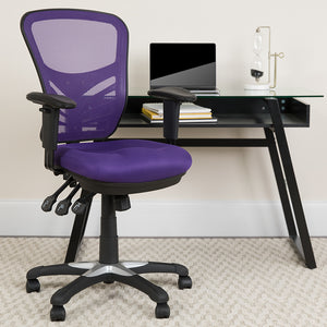 Mid-Back Purple Mesh Multifunction Executive Swivel Ergonomic Office Chair with Adjustable Arms by Office Chairs PLUS