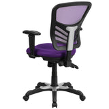 Mid-Back Purple Mesh Multifunction Executive Swivel Ergonomic Office Chair with Adjustable Arms