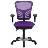 Mid-Back Purple Mesh Multifunction Executive Swivel Ergonomic Office Chair with Adjustable Arms