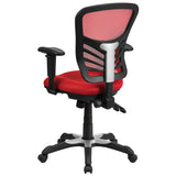 Mid-Back Red Mesh Multifunction Executive Swivel Ergonomic Office Chair with Adjustable Arms 
