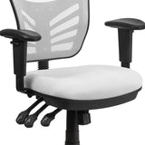 Mid-Back White Mesh Multifunction Executive Swivel Ergonomic Office Chair with Adjustable Arms