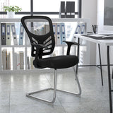 Black Mesh Side Reception Chair with Chrome Sled Base by Office Chairs PLUS