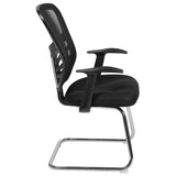 Black Mesh Side Reception Chair with Chrome Sled Base