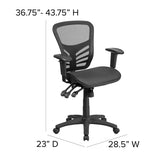 Mid-Back Transparent Black Mesh Multifunction Executive Swivel Ergonomic Office Chair with Adjustable Arms