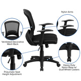 Mid-Back Designer Black Mesh Swivel Task Office Chair with Arms