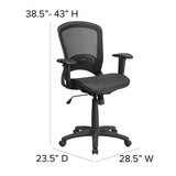 Mid-Back Transparent Black Mesh Executive Swivel Office Chair with Adjustable Arms