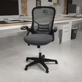 High Back Dark Gray Mesh Ergonomic Swivel Office Chair with Black Frame and Flip-up Arms by Office Chairs PLUS