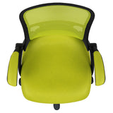 High Back Green Mesh Ergonomic Swivel Office Chair with Black Frame and Flip-up Arms