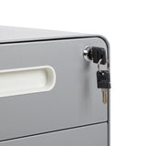 Ergonomic 3-Drawer Mobile Locking Filing Cabinet with Anti-Tilt Mechanism and Hanging Drawer for Legal & Letter Files, Gray