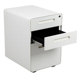 Ergonomic 3-Drawer Mobile Locking Filing Cabinet with Anti-Tilt Mechanism and Hanging Drawer for Legal & Letter Files, White