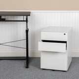 Modern 3-Drawer Mobile Locking Filing Cabinet with Anti-Tilt Mechanism and Hanging Drawer for Legal & Letter Files, White by Office Chairs PLUS