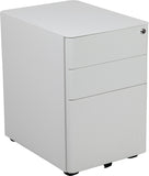 Modern 3-Drawer Mobile Locking Filing Cabinet with Anti-Tilt Mechanism and Hanging Drawer for Legal & Letter Files, White