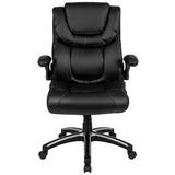 High Back Black LeatherSoft Executive Swivel Office Chair with Double Layered Headrest and Flip up Arms