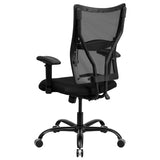 High Back Mesh Office Chair with Adjustable Arms | Black Fabric Executive Ergonomic Office Chair
