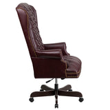 High Back Executive Traditional Tufted Ergonomic Office Chair with Arms in Burgundy