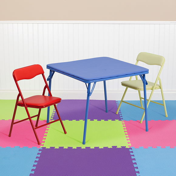 Kids Colorful 3 Piece Folding Table and Chair Set by Office Chairs PLUS