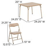 Kids Tan 3 Piece Folding Table and Chair Set