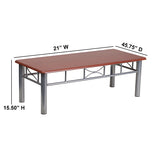 Mahogany Laminate Coffee Table with Silver Steel Frame