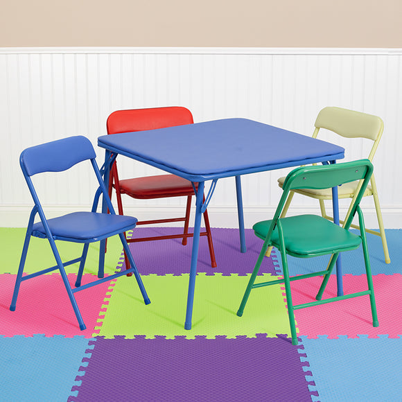 Kids Colorful 5 Piece Folding Table and Chair Set by Office Chairs PLUS