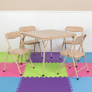 Kids Tan 5 Piece Folding Table and Chair Set by Office Chairs PLUS