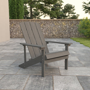 Charlestown All-Weather Poly Resin Wood Adirondack Chair in Gray by Office Chairs PLUS