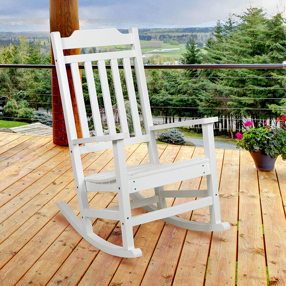 Winston All-Weather Poly Resin Rocking Chair in White by Office Chairs PLUS