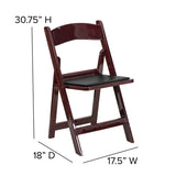Hercules™ Folding Chair - Red Mahogany Resin – 1000LB Weight Capacity - Comfortable Event Chair - Light Weight Folding Chair