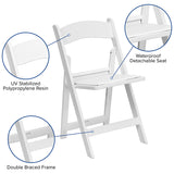 Hercules™ Folding Chair - White Resin – 1000LB Weight Capacity - Comfortable Event Chair - Light Weight Folding Chair