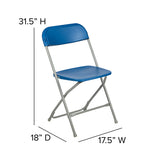 Hercules™ Series Plastic Folding Chair - Blue - 650LB Weight Capacity Comfortable Event Chair - Lightweight Folding Chair