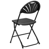 HERCULES Series 650 lb. Capacity Black Plastic Fan Back Folding Chair